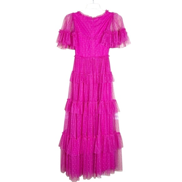 Maxi Dress Size XXS Pink Tulle Whimsical Fairy Princess Prom Formal Star Print - Picture 10 of 11